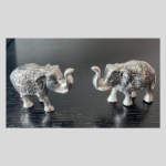 Silver polish Elephant pair